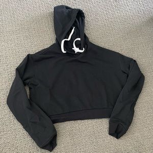 Black crop top hoodie